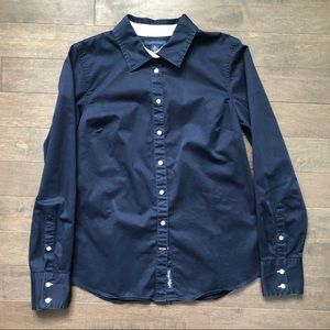 Tommy Hilfiger, Slim Fit, Stretch, Long Sleeve Button Down Shirt, Navy, Medium